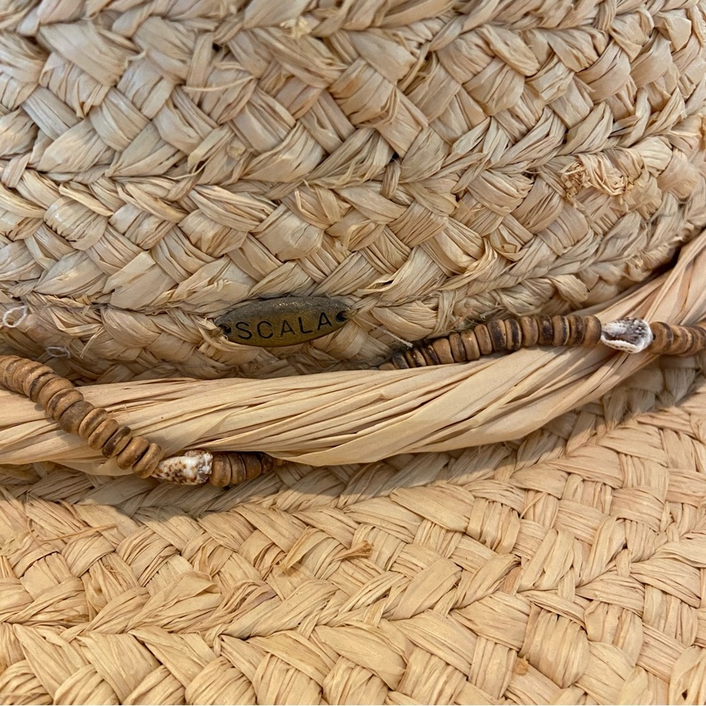 Scala Straw Hat With Raffia + Puka Shell Hat Band - image 6